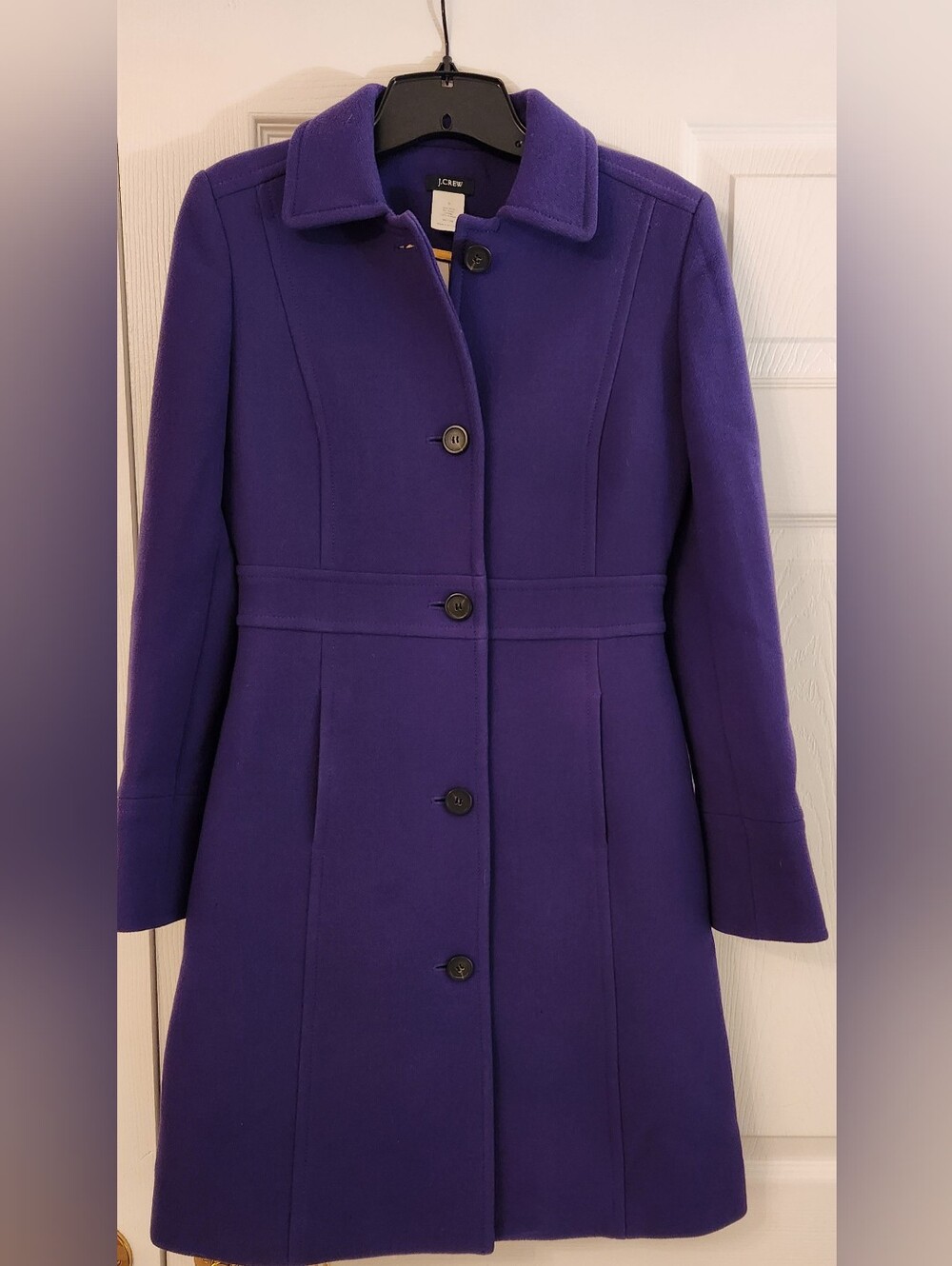J. Crew Deep Purple Wool Winter Coat Trench Style Size 0 EUC